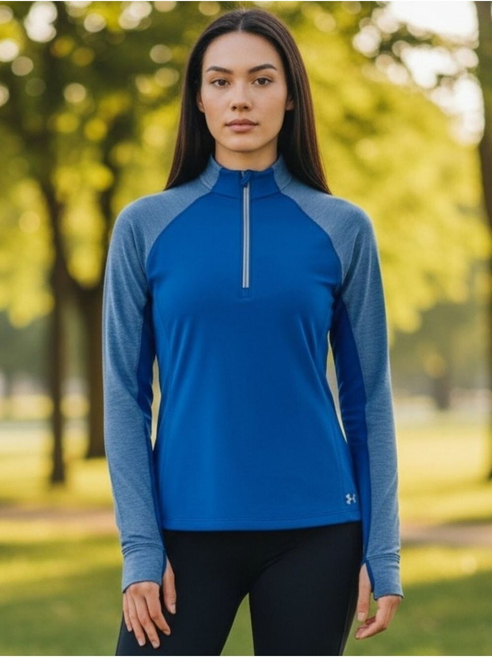 Under Armour Long Sleeve Shirt Large Blue White #LS31